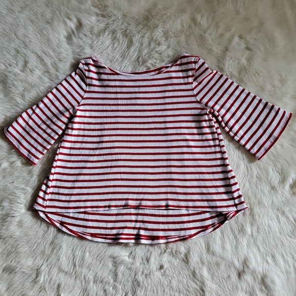 Free People Top Cannes Tee Red White Stripe Size S NWT - Picture 7 of 15